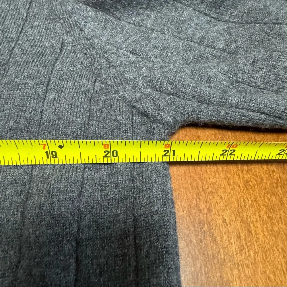 Brandini Sweater Men's Large Dark Gray V-Neck Ribbed 100% Merino Wool Pullover